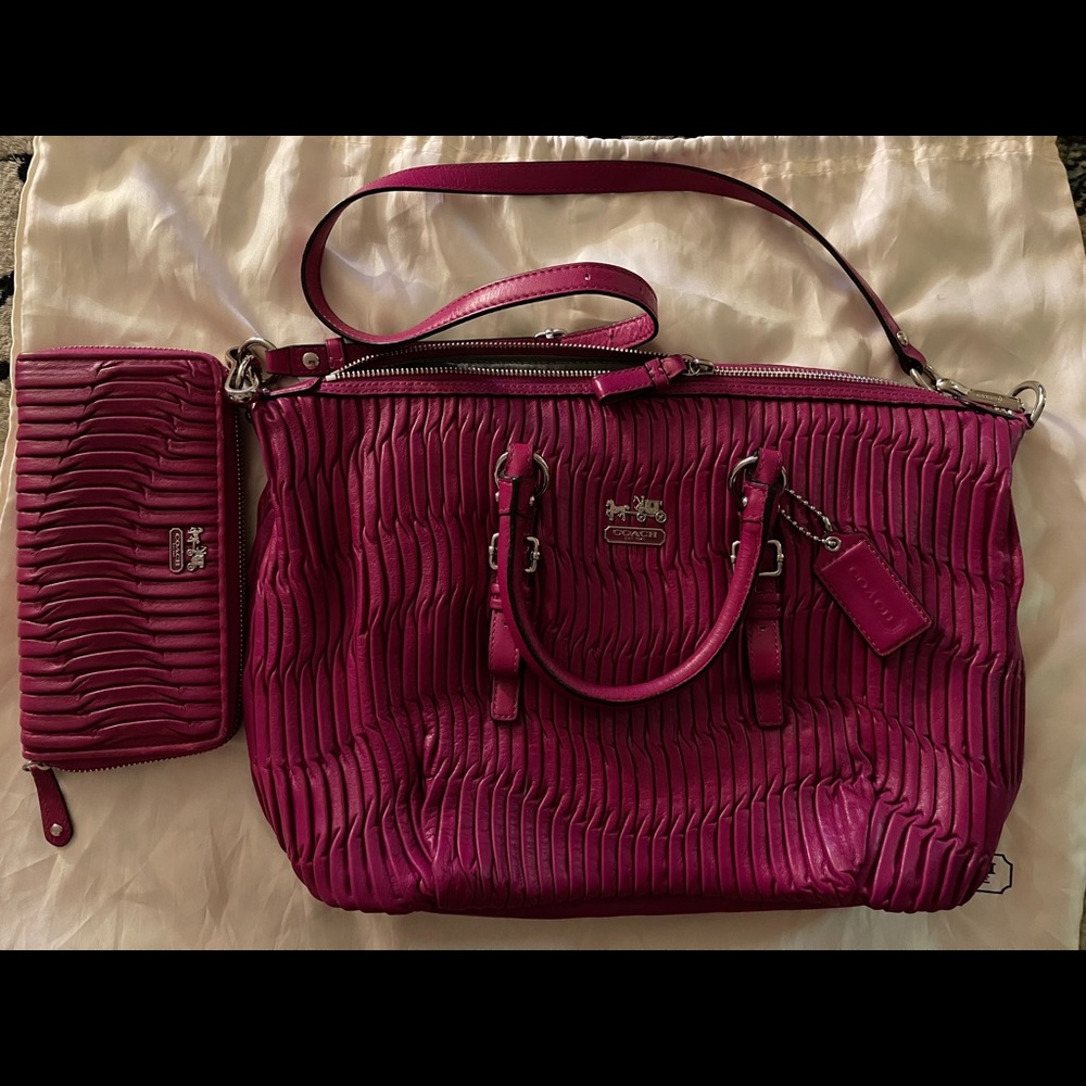 Coach Gathered Leather satchel and wallet